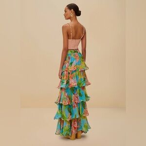 Farm Rio: Blue Lily Bloom Maxi Skirt